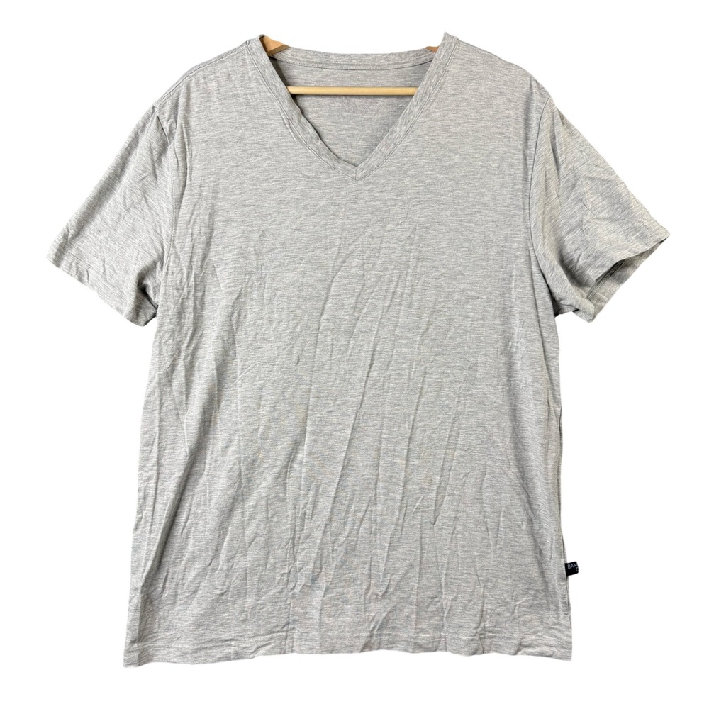 Bamboo Cool Mens Gray V-Neck T-Shirt Size XL Bamboo Blend Stretch Tee Short Slv